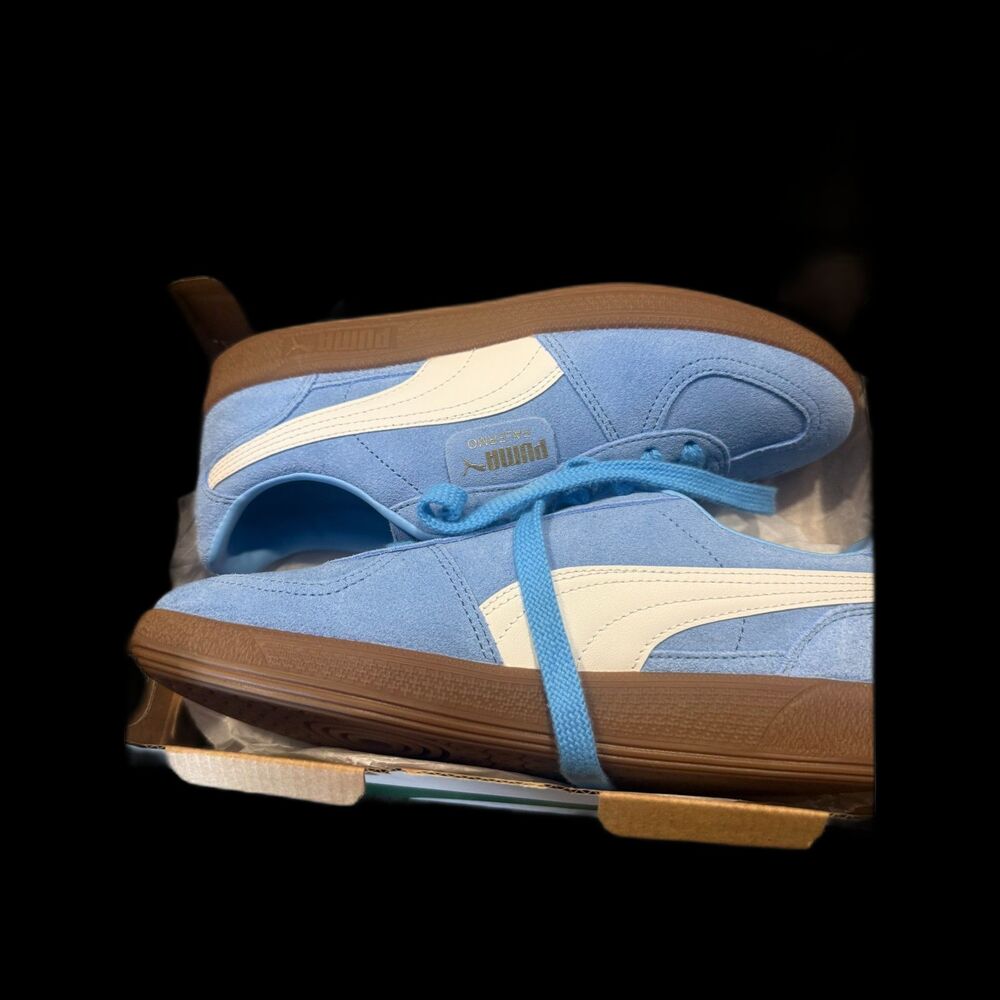 Puma Palermo Blue and White Leather Unisex Sneakers men 7.5 NEW wo 9
